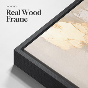 Large Framed Neutral Abstract Wall Art, 2 Piece Beige Gold Set for Living Room