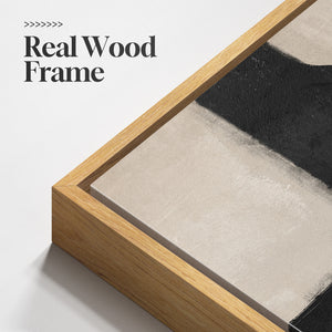 Large Framed Modern Neutral Abstract Wall Art, Set of 2 in Black and Beige