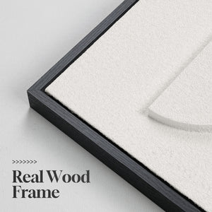Large Framed White Abstract Wall Art, 3D Textured Geometric Set of 3
