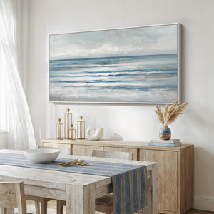 Large Framed Coastal Ocean Abstract Wall Art for Living Room