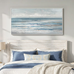 Large Framed Coastal Ocean Abstract Wall Art for Living Room