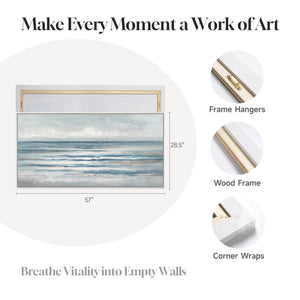 Large Framed Coastal Ocean Abstract Wall Art for Living Room
