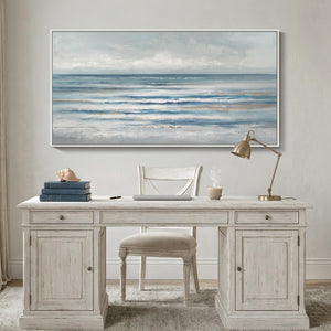 Large Framed Coastal Ocean Abstract Wall Art for Living Room