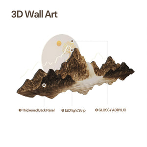 Large LED 3D Modern Horizontal Mountain Landscape with Remote Control Wall Art Decor for Living Room