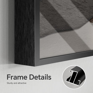 Horizontal Framed Abstract Brown Tan Wall Art for Living Room