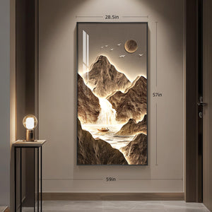 Large Framed Modern Gold Luxury Mountain Wall Art Modern Landscape Wall Decor for Living Room