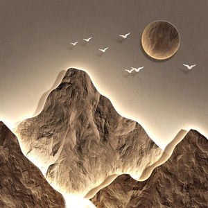 Large Framed Modern Gold Luxury Mountain Wall Art Modern Landscape Wall Decor for Living Room