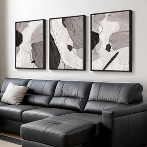 Large Black White Gray Abstract Wall Art