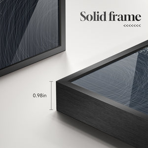 Large Framed Black Silver Modern Abstract Wall Art