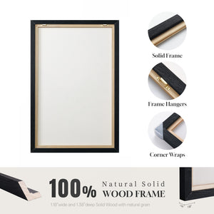 Extra Large Framed Navy Blue Abstract Wall Art, Oversized Horizontal Canvas