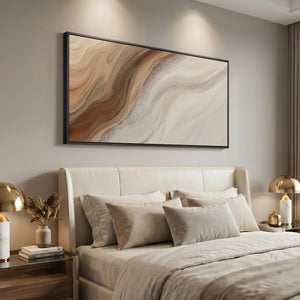 Large Framed Neutral Earth Tone Abstract Wall Art Modern Wall Decor for Hallway, Bedroom