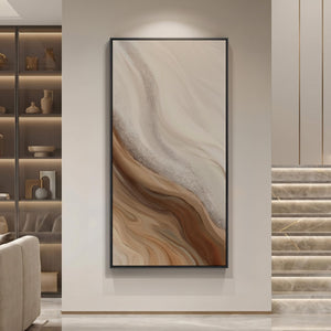 Large Framed Neutral Earth Tone Abstract Wall Art Modern Wall Decor for Hallway, Bedroom
