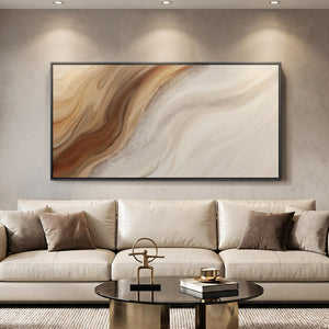 Large Framed Neutral Earth Tone Abstract Wall Art Modern Wall Decor for Hallway, Bedroom