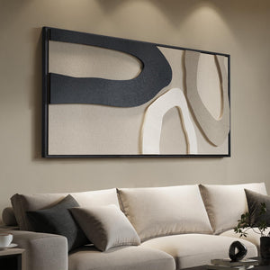 Large Framed 3D Beige Neutral Modern Minimalist Abstract Textured Wall Art for Living Room