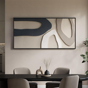 Large Framed 3D Beige Neutral Modern Minimalist Abstract Textured Wall Art for Living Room