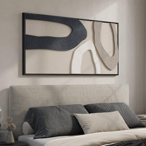 Large Framed 3D Beige Neutral Modern Minimalist Abstract Textured Wall Art for Living Room