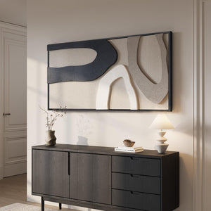 Large Framed 3D Beige Neutral Modern Minimalist Abstract Textured Wall Art for Living Room