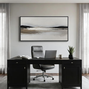 Large Framed Black and White Abstract Wall Art for Living Room