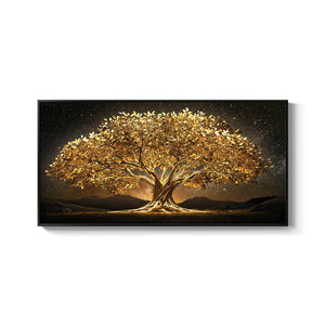 Large Framed Contemporary Black and Gold Tree of Life Modern Luxury Wall Art for Living Room
