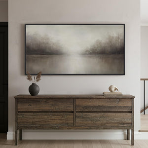 Extra Large Framed Abstract Brown Wabi sabi Landscape Wall Art for Living Room