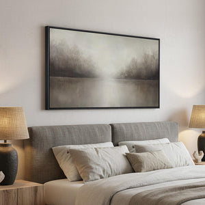 Extra Large Framed Abstract Brown Wabi sabi Landscape Wall Art for Living Room