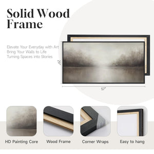 Extra Large Framed Abstract Brown Wabi sabi Landscape Wall Art for Living Room