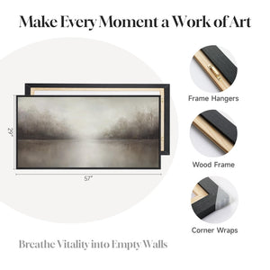 Extra Large Framed Abstract Brown Wabi sabi Landscape Wall Art for Living Room