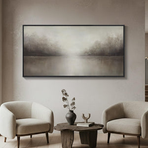 Extra Large Framed Abstract Brown Wabi sabi Landscape Wall Art for Living Room