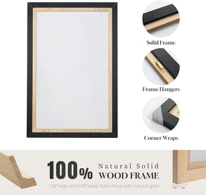 Large Framed Neutral Abstract Floral Wall Art Modern Minimalist Artwork for Living Room Set of 2