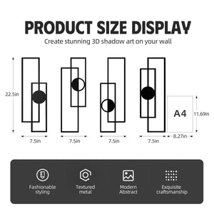 Cuspin Abstract Metal Wall Art Large Modern Black Geometric Decor Set of 4
