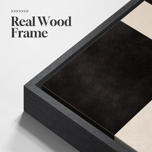Large Framed Neutral Abstract Wall Art for Living Room, 3 Piece Black Beige Set