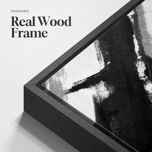 Large Framed Minimalist Brushstroke Wall Art, 3 Piece Set in Black and White