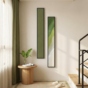 Framed Sage Green Abstract Long Narrow Vertical Modern Minimalist Wall Art Decor for Hallway Set of 2