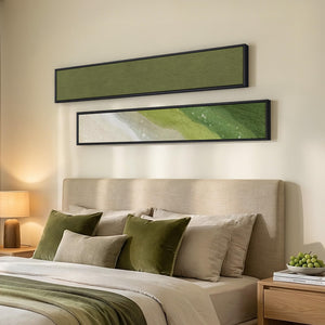 Framed Sage Green Abstract Long Narrow Vertical Modern Minimalist Wall Art Decor for Hallway Set of 2