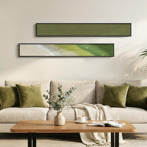 Framed Sage Green Abstract Long Narrow Vertical Modern Minimalist Wall Art Decor for Hallway Set of 2