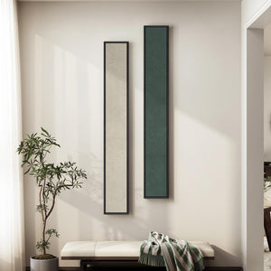 Framed Beige Green Long narrow Neutral Modern Minimalist Abstract Vertical Wall Art Decor for Hallway Set of 2