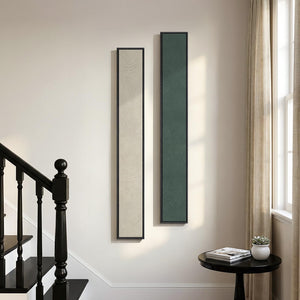 Framed Beige Green Long narrow Neutral Modern Minimalist Abstract Vertical Wall Art Decor for Hallway Set of 2
