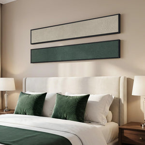 Framed Beige Green Long narrow Neutral Modern Minimalist Abstract Vertical Wall Art Decor for Hallway Set of 2