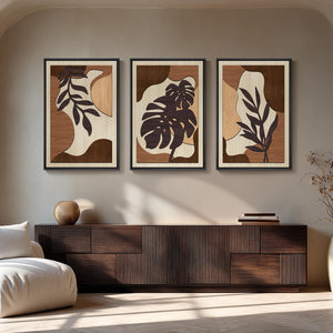 Large Framed 3D Wood Boho Tropical Wall Decor for Living Room