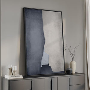 Large Framed Blue Gray Modern Abstract Wall Art for Living Room Bedroom Dining Hallway