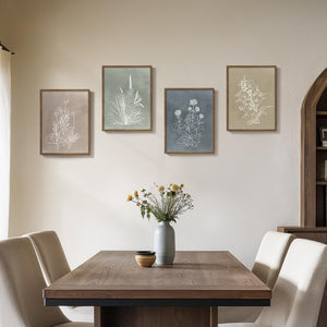 Framed Boho Neutral Botanical Wall Art for Living Room, 4 Piece