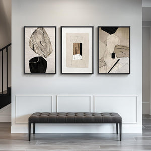 Large Framed Neutral Abstract Wall Art for Living Room,Set of 3