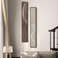 Large Framed Neutral Abstract Vertical Wall Art Decor for Hallway, 2 Piece
