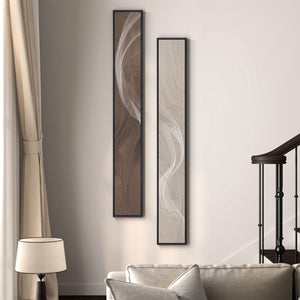 Large Framed Neutral Abstract Vertical Wall Art Decor for Hallway, 2 Piece