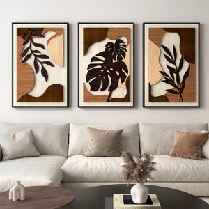 Large Framed 3D Wood Boho Tropical Wall Decor for Living Room