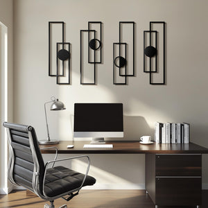 Cuspin Abstract Metal Wall Art Large Modern Black Geometric Decor Set of 4