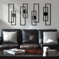 Cuspin Abstract Metal Wall Art Large Modern Black Geometric Decor Set of 4