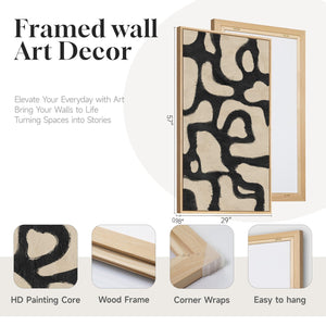Large Framed Modern Abstract Horizontal Wall Art for Living Room