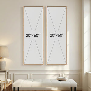 Large Framed Beige Cream Abstract Vertical Wall Art for Hallway, 2 Piece