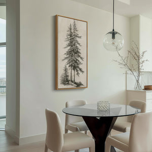 Framed Vertical Vintage Tree Sketch Wall Art for Living Room